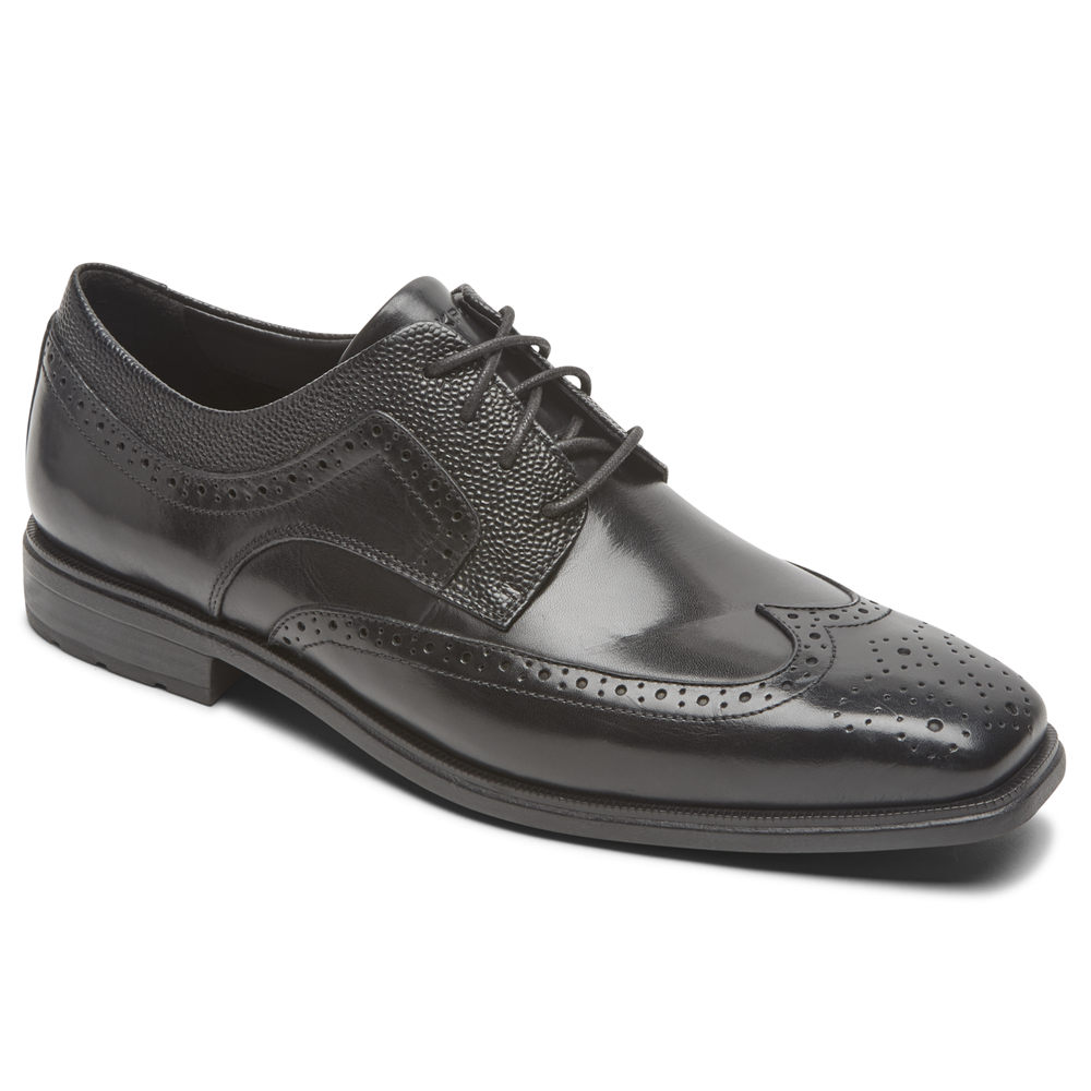 Zapatos Con Cordones Rockport Hombre Mexico - Farrow Wingtip Negros - TRZHM9210